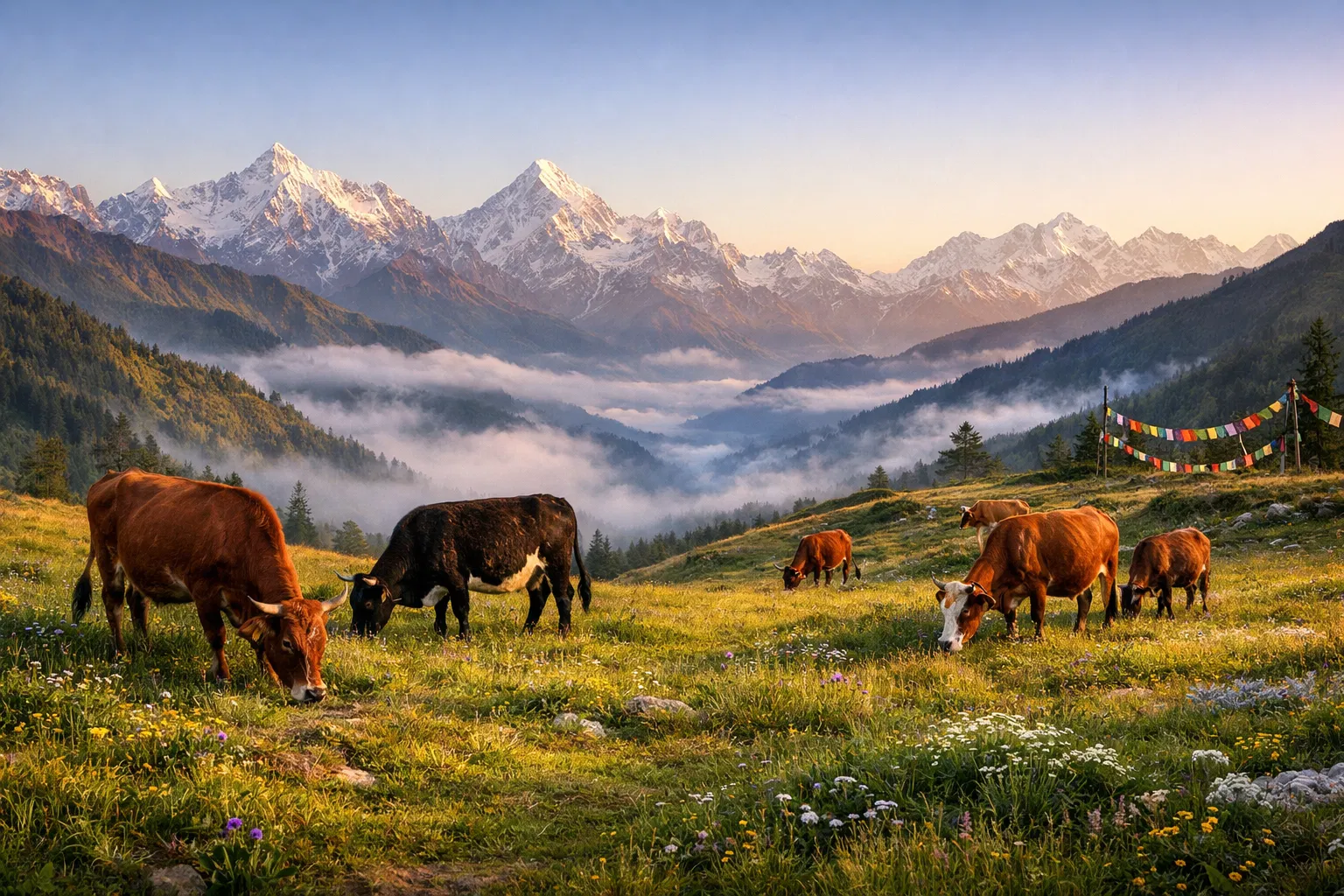 Badri cows in Himalayas